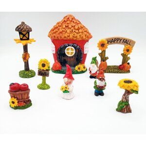 Fairy Garden Gnome Fall Themed House Signs Apples Miniature Dollhouse 9 Pieces